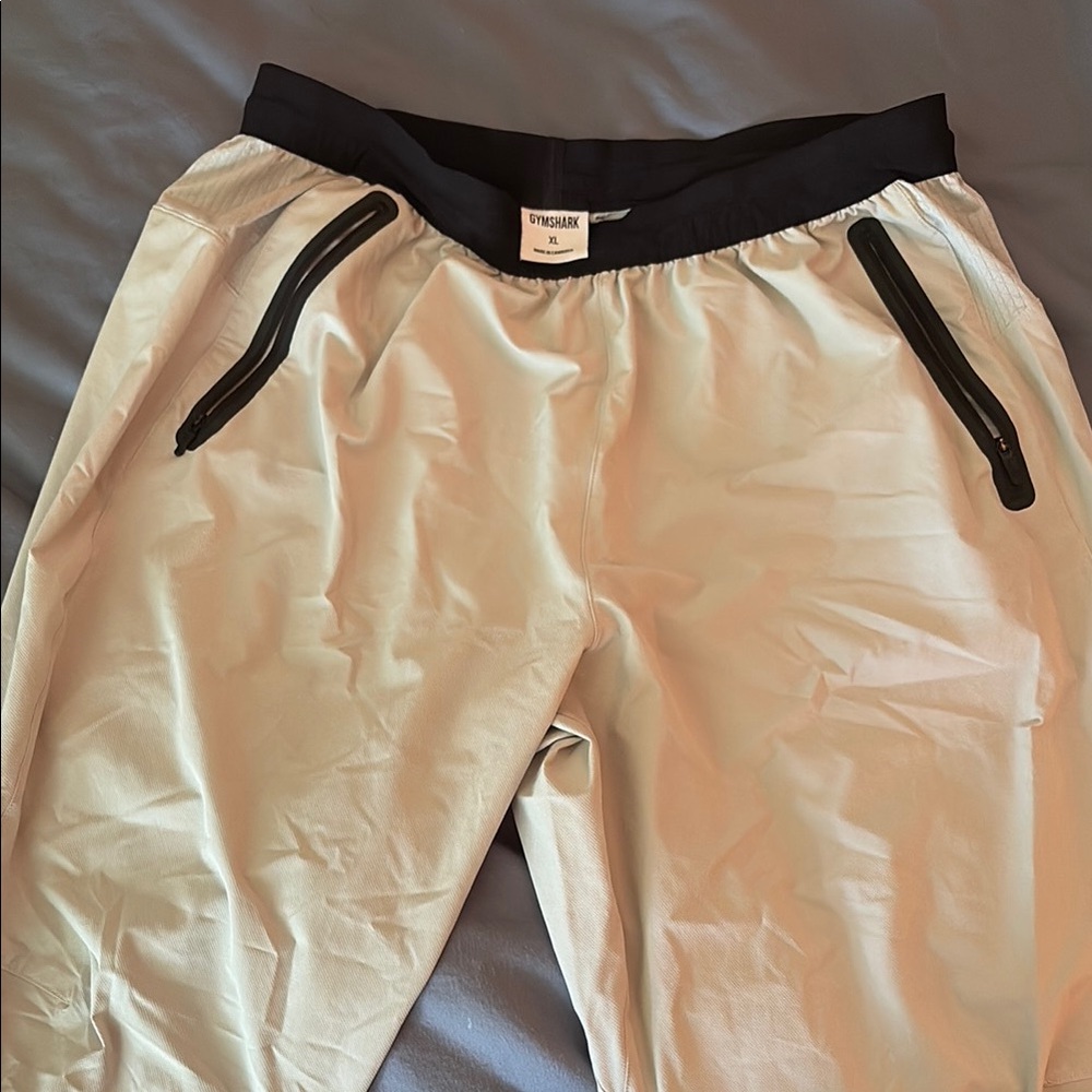 Gymshark Cream Joggers with Black Trim
